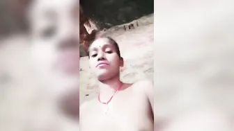 Village Housewife Spreading Pink Hole Wide Showing Tight Opening