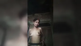 Village Wife Spreading Legs Wide Revealing Dark Pussy For Him