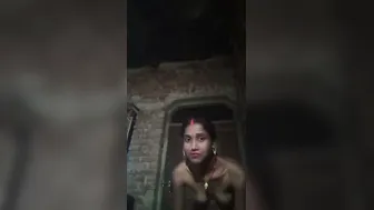 Village Wife Spreading Legs Wide Revealing Dark Pussy For Him
