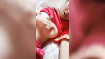Virgin GF Pressing Her Boobs Getting Horny In Selfie