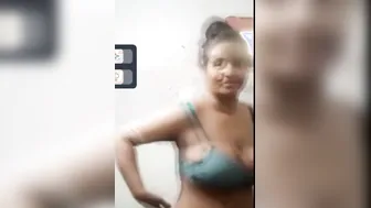 Busty Bhabhi Stripping Off Her Bra Showing Massive Natural Tits