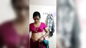 Wife Stripping Her Saree Revealing Her Beautiful Bare Tits