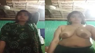 Village Wife Flashing Her Big Boobs Cheating Behind Door