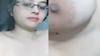 Shy Girl In Glasses Tasting His Load After Playing With Herself