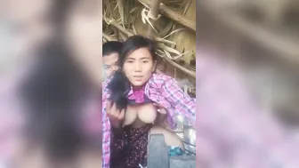 Desi Girl Getting Her Boobs Pressed Hard Inside A Rural Hut
