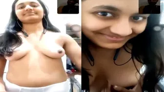 Cute GF Teasing Her Big Boobs During Video Call Session
