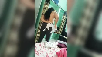 Horny Bhabhi Stripping Down Wearing Her Bra Showing Off Her Boobs