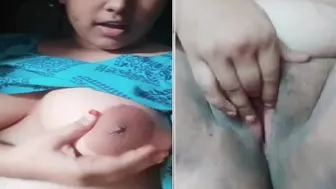 Married Housewife Squeezing Her Milky Tits Getting So Horny