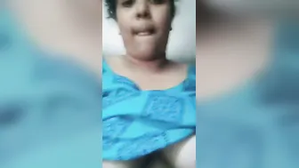 Married Housewife Squeezing Her Milky Tits Getting So Horny