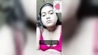 Horny Babe Flashing Pink Bra And Boobs On Video Call For Me