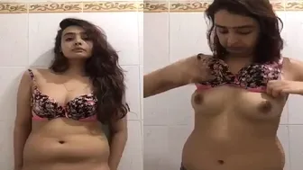 Desi Babe Teasing And Stripping Naked In Bedroom Selfie Session