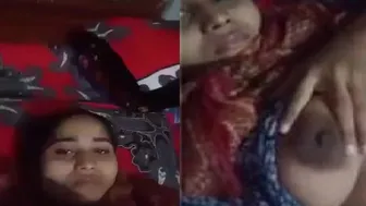 Village Bhabhi Recording Her Big Tits And Pussy In Selfie Video