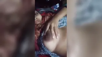Village Bhabhi Recording Her Big Tits And Pussy In Selfie Video