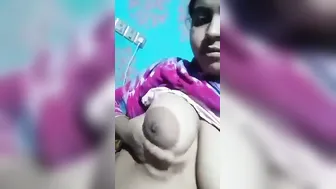 Chubby GF Showing Off Her Balloon Boobs Topless At Home