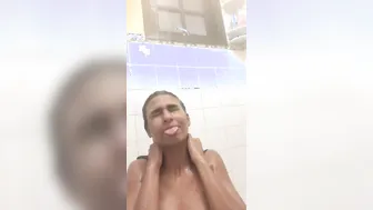 My Slim GF Showering Naked Soaping Her Body Amateur Bath