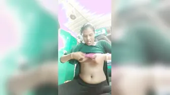 Village Babe Letting Boyfriend Grope Her Round Boobs Topless