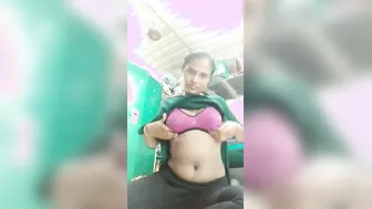 Village Babe Letting Boyfriend Grope Her Round Boobs Topless