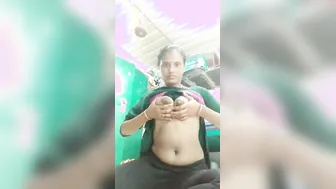Village Babe Letting Boyfriend Grope Her Round Boobs Topless