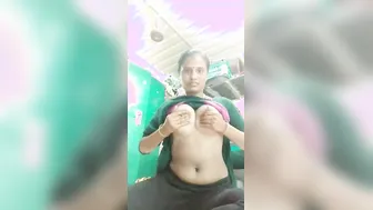 Village Babe Letting Boyfriend Grope Her Round Boobs Topless