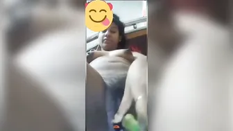 GF Using Vegetable To Masturbate During Video Call Sex