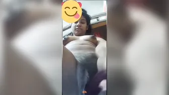 GF Using Vegetable To Masturbate During Video Call Sex