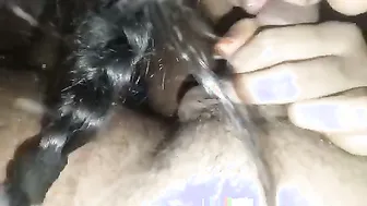 Wife On Knees Sucking Her Husband's Small Cock In Bedroom