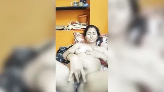 Unsatisfied Housewife Fingering Her Hairy Pussy Alone At Home
