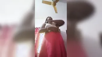 Desi Wife Stripping Bare Revealing Her Massive Natural Tits