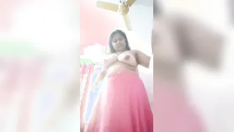 Desi Wife Stripping Bare Revealing Her Massive Natural Tits