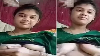 Cute GF Revealing Perky Boobs To Boyfriend On Call