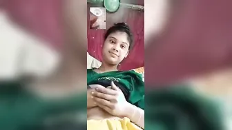 Cute GF Revealing Perky Boobs To Boyfriend On Call