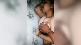 Husband Squeezing His Sleeping Wife's Huge Natural Tits