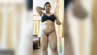 Chubby Wife Getting Naked Squeezing Her Big Tits In Bedroom