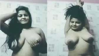 Chubby Babe Playing With Her Huge Soft Tits In Topless Video