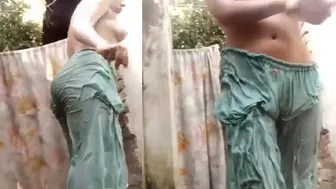 Village Girl Caught Bathing Naked By Someone Watching Her