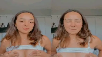 Hot Influencer Stripping Topless Getting Her Boobs Pressed