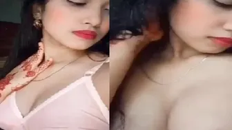 Beautiful Indian GF Showing Her Tits And Hairy Pussy
