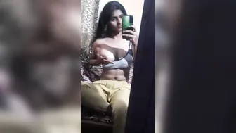 Desi Babe Admiring Her Natural Assets In The Mirror At Home