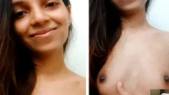 Slim GF Showing Nude Boobs And Hairy Pussy At Home