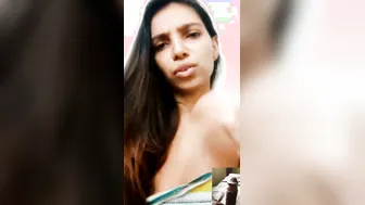 Slim GF Showing Nude Boobs And Hairy Pussy At Home