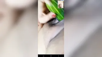 Busty Babe Masturbating Naked With Cucumber In Her Bedroom