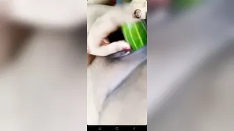 Busty Babe Masturbating Naked With Cucumber In Her Bedroom
