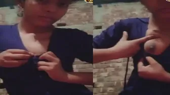 Cute Village Girl Shyly Showing Her Small Perky Boobs