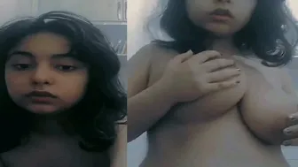Cute Babe Squeezing Her Huge Melons In Viral Selfie Video