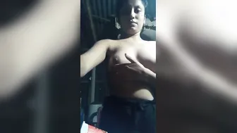 Village GF Shyly Revealing Her Small Boobs On Camera