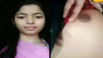 Cute GF Teasing Her Perky Tits On Intimate Video Call