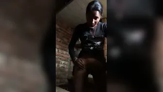 Village Girl Shaving Her Pussy Standing Up In The Bathroom