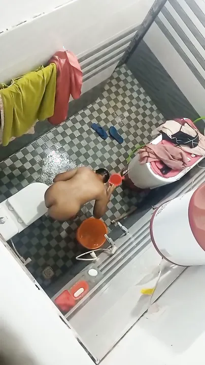 Bhabhi Caught Bathing By Hidden Camera In Her Bathroom Alone