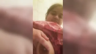 Married Woman In Shower Recording Her Huge Boobs For Her Man