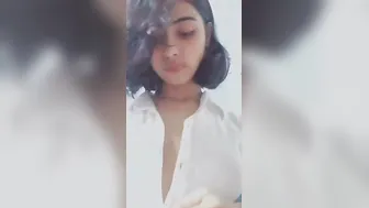 Watching My Gf Slowly Unbutton Her Shirt Revealing Tits